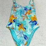 Xhilaration  TROPICAL SCOOP BACK HIGH HIP ONE PIECE FLORAL SWIMSUIT, BLUE… Photo 0