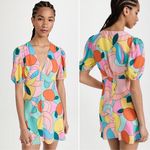 STAUD Mini Milla Dress in Citrus Kaleidoscope Multicolor Puff Sleeve in Size 0 Photo 1