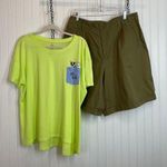 secret treasures Chaus Sport Green Shorts & Secret Treasure Yellow Short Sleeve Top SET Size 18 Photo 0
