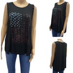 Maurice's  American Flag Paisley Print Twist Sleeveless Graphic Tee Top Womens XL Photo 1