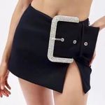 Main Strip Large Oversized Rhinestone Buckle Skirt Black Mini S Small New Photo 0