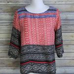 Renee C . Medallion Print Split Back Top Blouse Photo 0