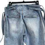 Something Navy SZ 00 Sydney Crop Jeans Side Ties High-Rise Light Wash Zip-Fly Photo 5