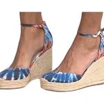 Marc Fisher Teelan Canvas Tie Dye SHOES 9W Ankle Strap Espadrille Wedge SANDALS Photo 2