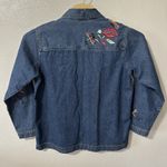 Quacker Factory  Jean Jacket‎ Size Large Denim Beaded Embroidered Floral Blue Photo 8