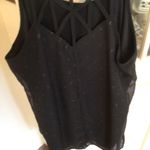 Womens Racerback design lattice bck detail black chiffon tank metallic accent sm Photo 3