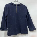 J.Crew Navy Blue Shirt Peter Pan Collar Polk a dot blouse 3/4 sleeves cotton zip back S Photo 6