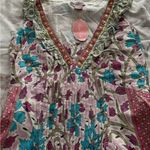 Pura Vida NWT colorful floral V-neck beaded back tie A-line cotton dress, size 2 Photo 14
