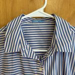 J. McLaughlin  Women's Medium Button Down Blue And Pink‎ Stripe Cotton Blend Photo 3