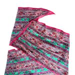 Anne Klein Long Rectangle Scarf 70" x 11" Royal Tones Floral Burgundy Signed Photo 4