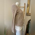EXPRESS Tan Taupe Crochet Sweater Cardigan Small Photo 3