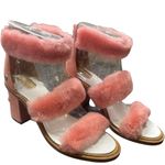 UGG NWT  Del Rey Fluff Heel light pink chunky heeled sandals w/fur accent / 6 Photo 3