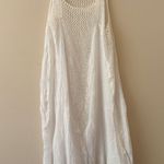 Elan  White Crochet Knit Bodice Crinkle Gauze Swim Cover Up Dress Size L Photo 0