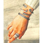 Boutique NEW Unisex‎ Engraved Geometric 925 Sterling Silver Cuff Bracelet, Adjustable Photo 4