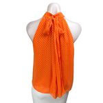 Alice + Olivia  Liana Orange Bow High Neck Sleeveless Checkered Blouse Top Size S Photo 2