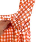 Emory park Orange White Gingham Puff Sleeve Midi Tie Waist Dress Size Small Photo 5