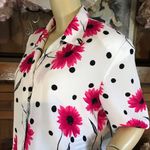 Tan Jay VINTAGE 1990'S PINK, BLACK & WHITE FLORAL PRINT BUTTON DOWN (8) Photo 7