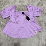 Torrid NWT  Disney Tangled Rapunzel Peplum Top Purple Stretch Poplin‎ Size 3X Photo 3