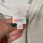 LuLaRoe  Women M Brittany Sleeveless Hoodie Shirt Gray Black Stripe Pocket Photo 3