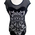 Dress Barn Velvet Beaded Floral Design Sleeveless Tank Large Whimsigoth Photo 0