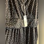 Black Polka Dot Midi Dress summer beach loungewear great with a Jean jacket Size L Photo 3
