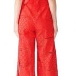 Parker Ashton Sleeveless Tie-Back Eyelet Crop Red Jumpsuit Photo 1