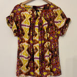 Essentials by Milano Women's Satin Blouse Purple Yellow Size XL Photo 0