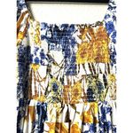 NWT INC Smocked Maxi Dress L Floral Print Blue Yellow White Cottage Romantic Size L Photo 10