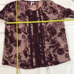 Frenchi M Purple Sheer Floral Blouse Size M Photo 6