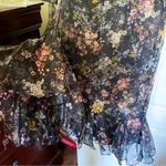 Cinq A Sept Dress Marianne Floral Silk Organza Tie Wedding Black Multi 0 NWT Photo 2