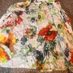 Coldwater Creek  Floral Linen Button‎ Down Shirt XS Colorful Flowers Photo 3