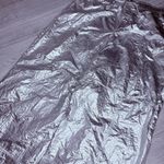 ZARA  Shiny Metallic Silver Parachute Mid Rise Pants Trousers futuristic foil med Photo 1