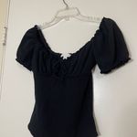 Topshop  black waffle knit milk maid off shoulder bodysuit size 4-6 Small Photo 1