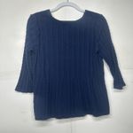 Laura Scott  Petite Large Blue Cable Knit Button Front Cardigan Sweater Photo 6