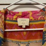 Sézane Sezane x Chufy pink orange semi sheer metallic printed draped Abelia wrap blouse Photo 3