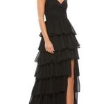 Mac Duggal 55416 Black Sleeveless V-Neck Ruffled Layered Gown Size 14 New Photo 0