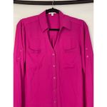EXPRESS The Portofino Shirt Fuchsia Pink Long Sleeve Button Up Women's MEDIUM Photo 1