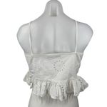 ZARA White Embroidered Eyelet Sleeveless Ruched Peplum Cami Tank Crop Top Size M Photo 1