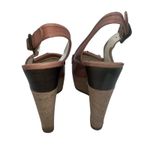 Tibi  NYC Tan Leather Burlap Wedge Platform Sandals Size 38.5 Womens 8‎ Photo 3