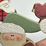 Santa Claus Christmas Holiday Brooch Pin Lot Of 3 Wood / Cinnamon Stick Photo 8