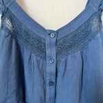 American Eagle NWT cropped blue ruffle top size M Photo 4