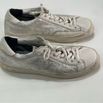 P448 John Low Top Sneakers Women 40 (9) Leather Silver Metallic Shoes Preppy Photo 4