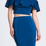 Dave and Johnny Skirt SET Ruffle Cropped Top & Pencil Skirt Teal Blue Women’s 5/6 Photo 0