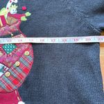 Vintage KIKIT Holiday Sweater Women Black Santa Claus Elbow Patch Crew Neck. LG Photo 6