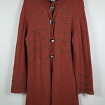 Vtg Women Cardigan Sweater XL Burnt Orange Long Photo 0