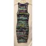 Cherish Striped Textured Bodycon Wiggle Dress Multi Color Textured Sz S New Photo 3