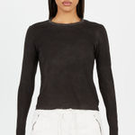 Cotton Citizen Standard Black Distressed Crewneck Long Sleeve T-Shirt Size M Photo 0