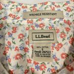 LL Bean Floral Wrinkle Free Pinpoint Oxford 3/4 Sleeve Button Up Shirt SMALL Photo 6