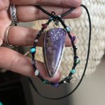 Real STONES necklace w Lápiz purple pendant gorgeous Photo 2