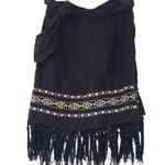 DKNY VINTAGE LINEN BLACK WRAP FRINGE SKIRT COASTAL AESTHETIC WMNS SIZE S Y2K Photo 9